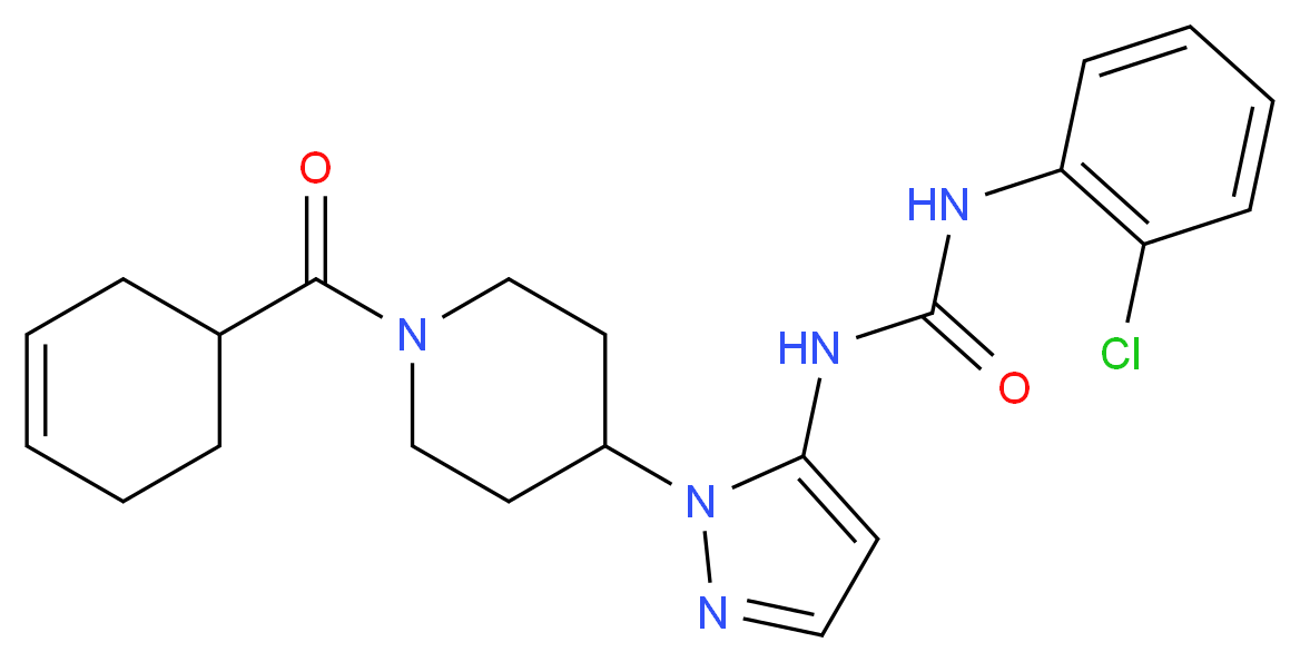 N-(2-chlorophenyl)-N'-{1-[1-(3-cyclohexen-1-ylcarbonyl)-4-piperidinyl]-1H-pyrazol-5-yl}urea_Molecular_structure_CAS_)