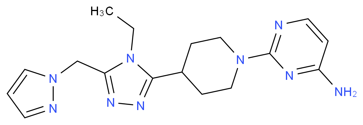 2-{4-[4-ethyl-5-(1H-pyrazol-1-ylmethyl)-4H-1,2,4-triazol-3-yl]piperidin-1-yl}pyrimidin-4-amine_Molecular_structure_CAS_)