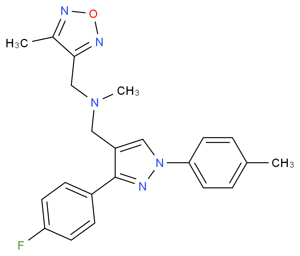 1-[3-(4-fluorophenyl)-1-(4-methylphenyl)-1H-pyrazol-4-yl]-N-methyl-N-[(4-methyl-1,2,5-oxadiazol-3-yl)methyl]methanamine_Molecular_structure_CAS_)