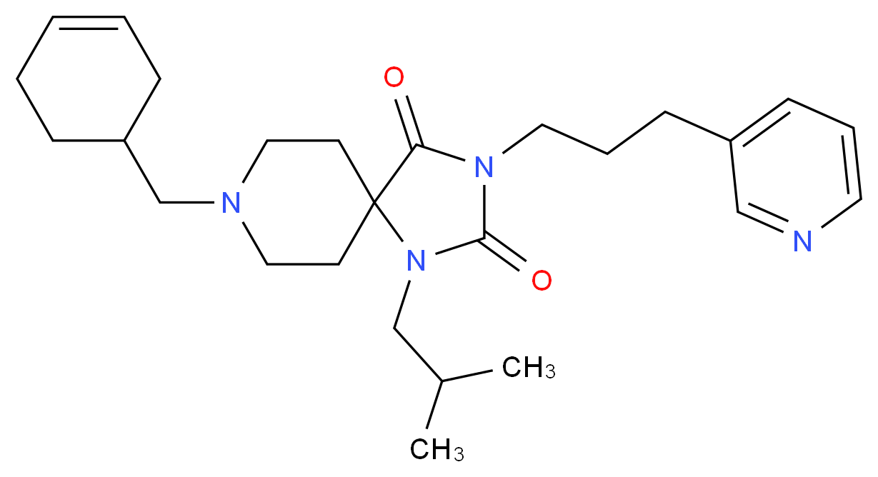 8-(3-cyclohexen-1-ylmethyl)-1-isobutyl-3-[3-(3-pyridinyl)propyl]-1,3,8-triazaspiro[4.5]decane-2,4-dione_Molecular_structure_CAS_)