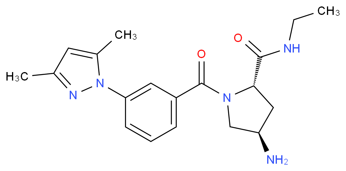 (2S,4R)-4-amino-1-[3-(3,5-dimethyl-1H-pyrazol-1-yl)benzoyl]-N-ethylpyrrolidine-2-carboxamide_Molecular_structure_CAS_)