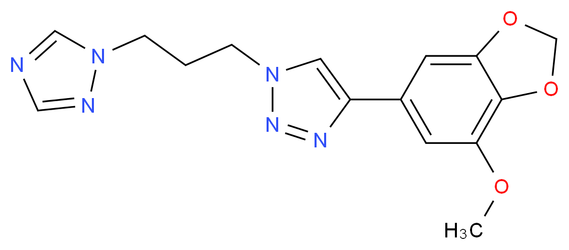 4-(7-methoxy-1,3-benzodioxol-5-yl)-1-[3-(1H-1,2,4-triazol-1-yl)propyl]-1H-1,2,3-triazole_Molecular_structure_CAS_)