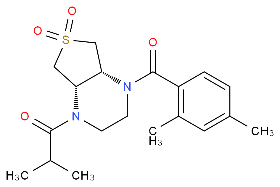 (4aS*,7aR*)-1-(2,4-dimethylbenzoyl)-4-isobutyryloctahydrothieno[3,4-b]pyrazine 6,6-dioxide_Molecular_structure_CAS_)