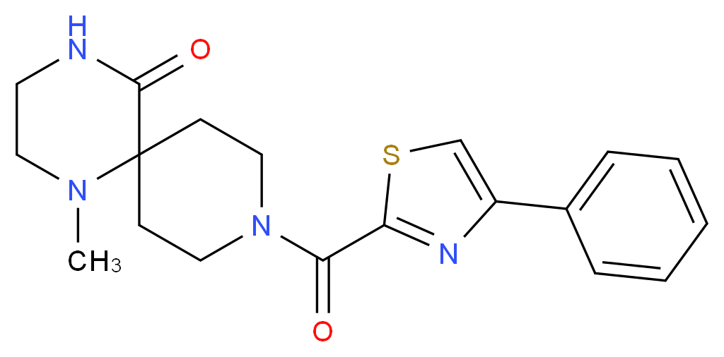 1-methyl-9-[(4-phenyl-1,3-thiazol-2-yl)carbonyl]-1,4,9-triazaspiro[5.5]undecan-5-one_Molecular_structure_CAS_)