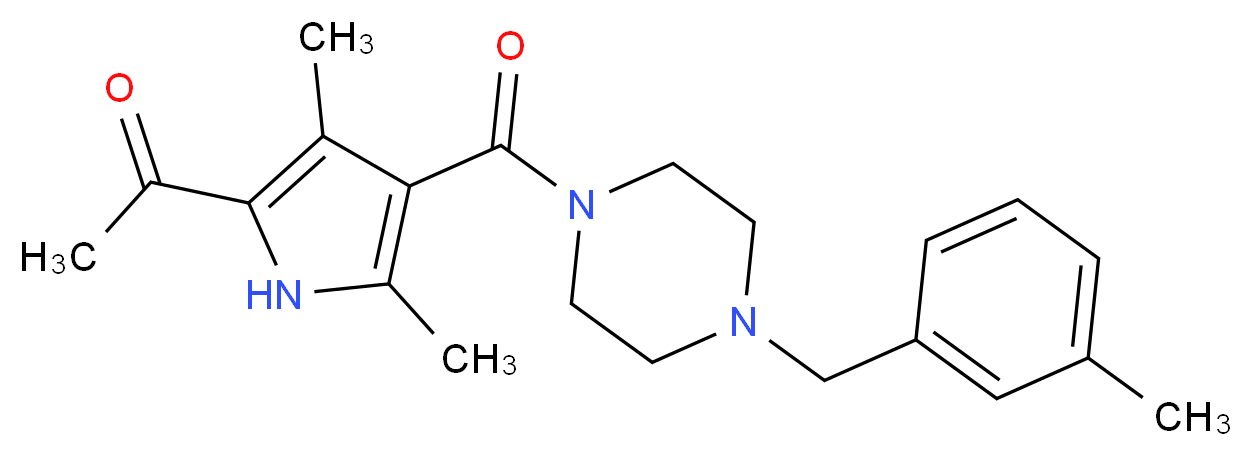 1-(3,5-dimethyl-4-{[4-(3-methylbenzyl)-1-piperazinyl]carbonyl}-1H-pyrrol-2-yl)ethanone_Molecular_structure_CAS_)