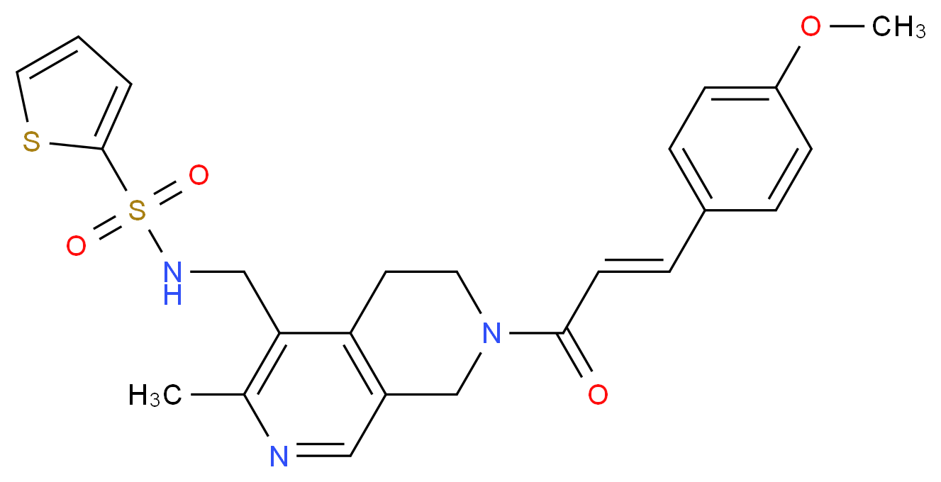N-({7-[(2E)-3-(4-methoxyphenyl)-2-propenoyl]-3-methyl-5,6,7,8-tetrahydro-2,7-naphthyridin-4-yl}methyl)-2-thiophenesulfonamide_Molecular_structure_CAS_)