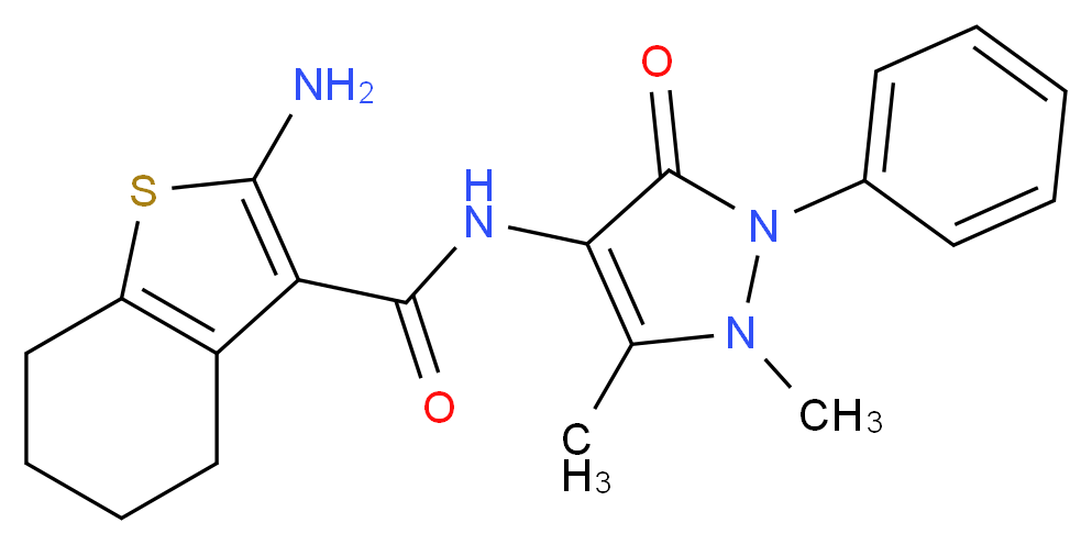 2-Amino-4,5,6,7-tetrahydro-benzo[b]thiophene-3-carboxylic acid (1,5-dimethyl-3-oxo-2-phenyl-2,3-dihydro-1H-pyrazol-4-yl)-amide_Molecular_structure_CAS_)