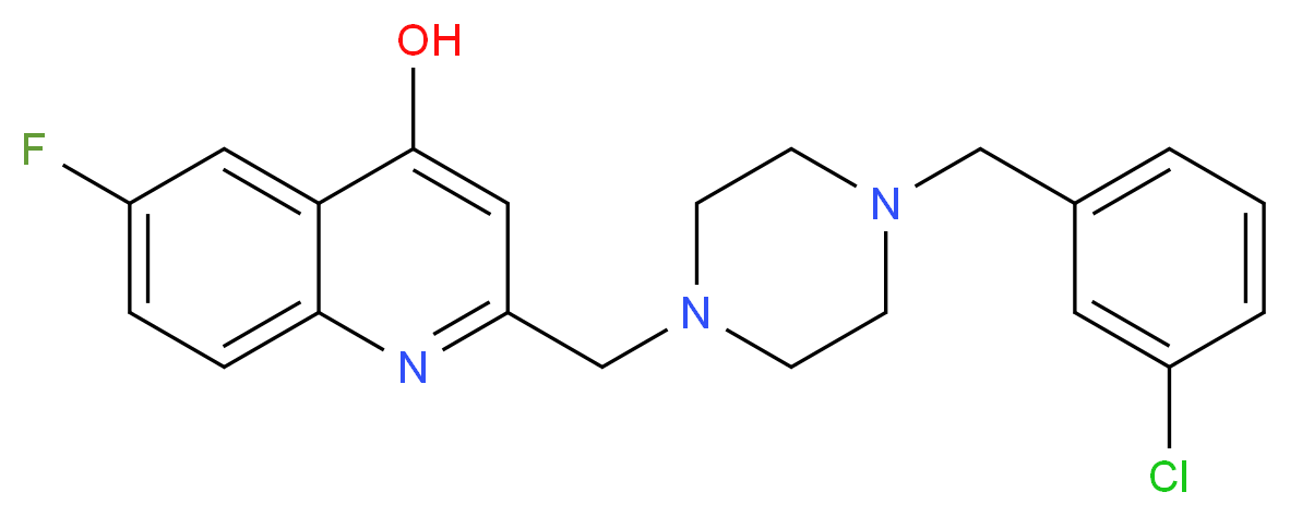 2-{[4-(3-chlorobenzyl)piperazin-1-yl]methyl}-6-fluoroquinolin-4-ol_Molecular_structure_CAS_)