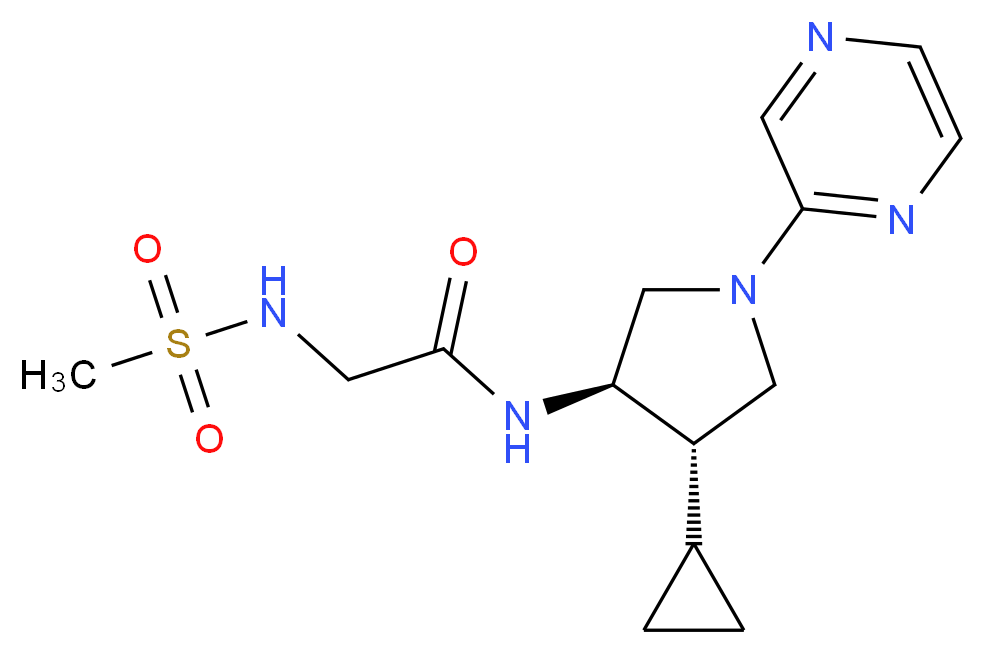 N~1~-[(3R*,4S*)-4-cyclopropyl-1-(2-pyrazinyl)-3-pyrrolidinyl]-N~2~-(methylsulfonyl)glycinamide_Molecular_structure_CAS_)