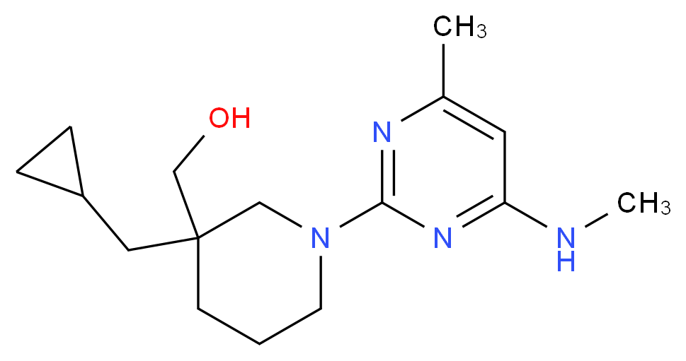 {3-(cyclopropylmethyl)-1-[4-methyl-6-(methylamino)pyrimidin-2-yl]piperidin-3-yl}methanol_Molecular_structure_CAS_)