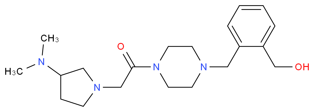 {2-[(4-{[3-(dimethylamino)pyrrolidin-1-yl]acetyl}piperazin-1-yl)methyl]phenyl}methanol_Molecular_structure_CAS_)