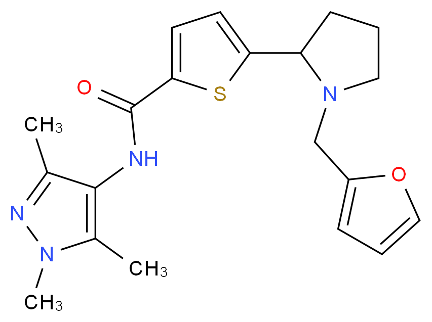 5-[1-(2-furylmethyl)-2-pyrrolidinyl]-N-(1,3,5-trimethyl-1H-pyrazol-4-yl)-2-thiophenecarboxamide_Molecular_structure_CAS_)