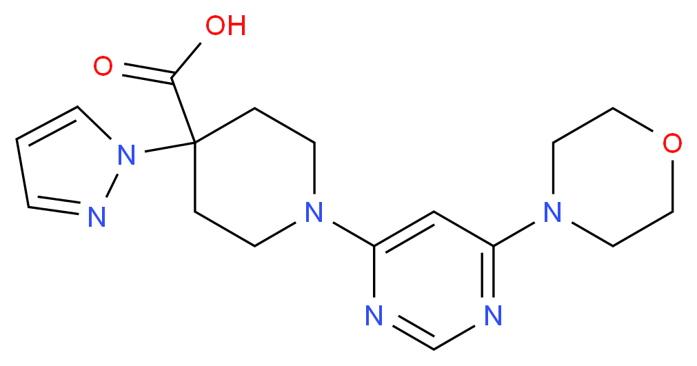 1-(6-morpholin-4-ylpyrimidin-4-yl)-4-(1H-pyrazol-1-yl)piperidine-4-carboxylic acid_Molecular_structure_CAS_)