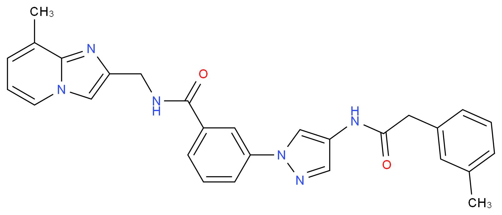 N-[(8-methylimidazo[1,2-a]pyridin-2-yl)methyl]-3-(4-{[(3-methylphenyl)acetyl]amino}-1H-pyrazol-1-yl)benzamide_Molecular_structure_CAS_)