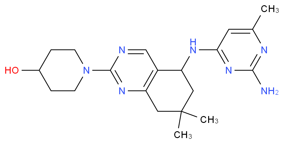 1-{5-[(2-amino-6-methylpyrimidin-4-yl)amino]-7,7-dimethyl-5,6,7,8-tetrahydroquinazolin-2-yl}piperidin-4-ol_Molecular_structure_CAS_)
