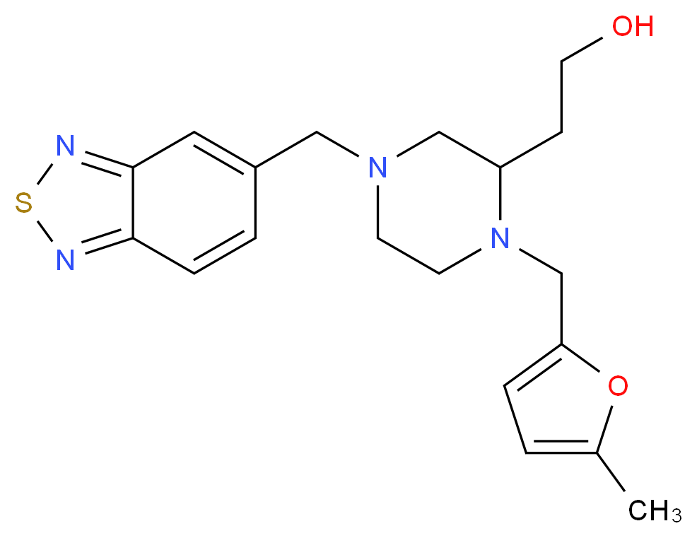2-{4-(2,1,3-benzothiadiazol-5-ylmethyl)-1-[(5-methyl-2-furyl)methyl]-2-piperazinyl}ethanol_Molecular_structure_CAS_)