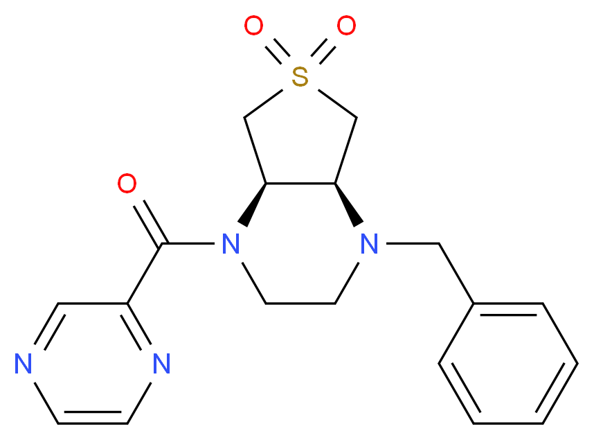 (4aR*,7aS*)-1-benzyl-4-(2-pyrazinylcarbonyl)octahydrothieno[3,4-b]pyrazine 6,6-dioxide_Molecular_structure_CAS_)
