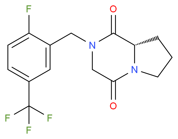 (8aS)-2-[2-fluoro-5-(trifluoromethyl)benzyl]hexahydropyrrolo[1,2-a]pyrazine-1,4-dione_Molecular_structure_CAS_)