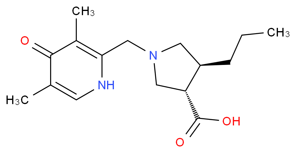 (3S*,4S*)-1-[(3,5-dimethyl-4-oxo-1,4-dihydro-2-pyridinyl)methyl]-4-propyl-3-pyrrolidinecarboxylic acid_Molecular_structure_CAS_)