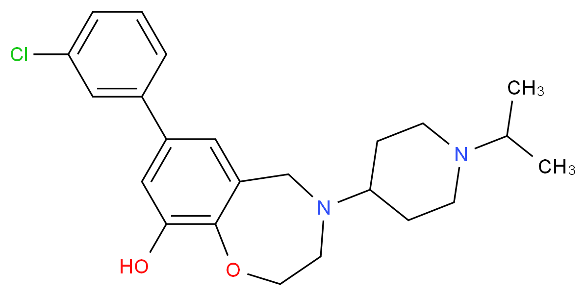 7-(3-chlorophenyl)-4-(1-isopropylpiperidin-4-yl)-2,3,4,5-tetrahydro-1,4-benzoxazepin-9-ol_Molecular_structure_CAS_)