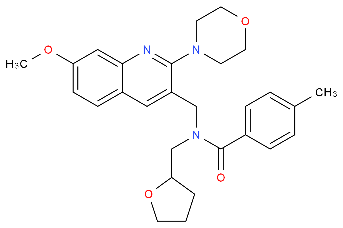 N-{[7-methoxy-2-(4-morpholinyl)-3-quinolinyl]methyl}-4-methyl-N-(tetrahydro-2-furanylmethyl)benzamide_Molecular_structure_CAS_)