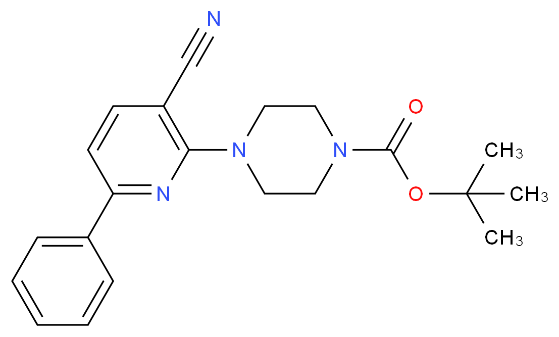 tert-Butyl 4-(3-cyano-6-phenyl-2-pyridinyl)-tetrahydro-1(2H)-pyrazinecarboxylate_Molecular_structure_CAS_)