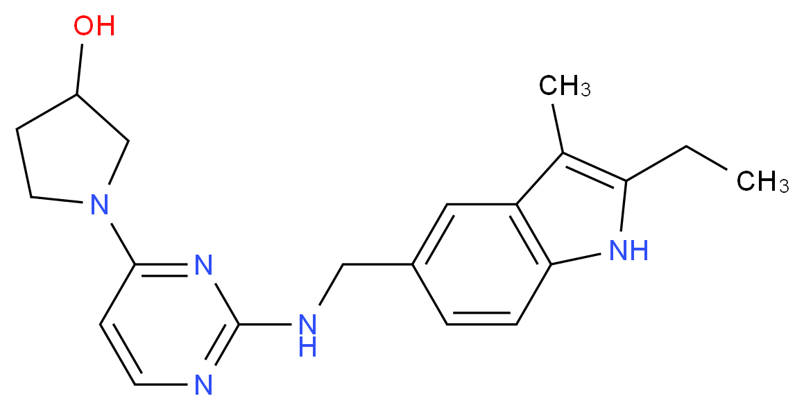 1-(2-{[(2-ethyl-3-methyl-1H-indol-5-yl)methyl]amino}pyrimidin-4-yl)pyrrolidin-3-ol_Molecular_structure_CAS_)