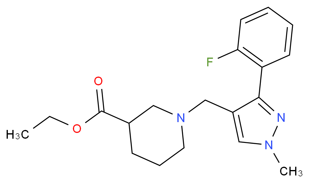 ethyl 1-{[3-(2-fluorophenyl)-1-methyl-1H-pyrazol-4-yl]methyl}-3-piperidinecarboxylate_Molecular_structure_CAS_)