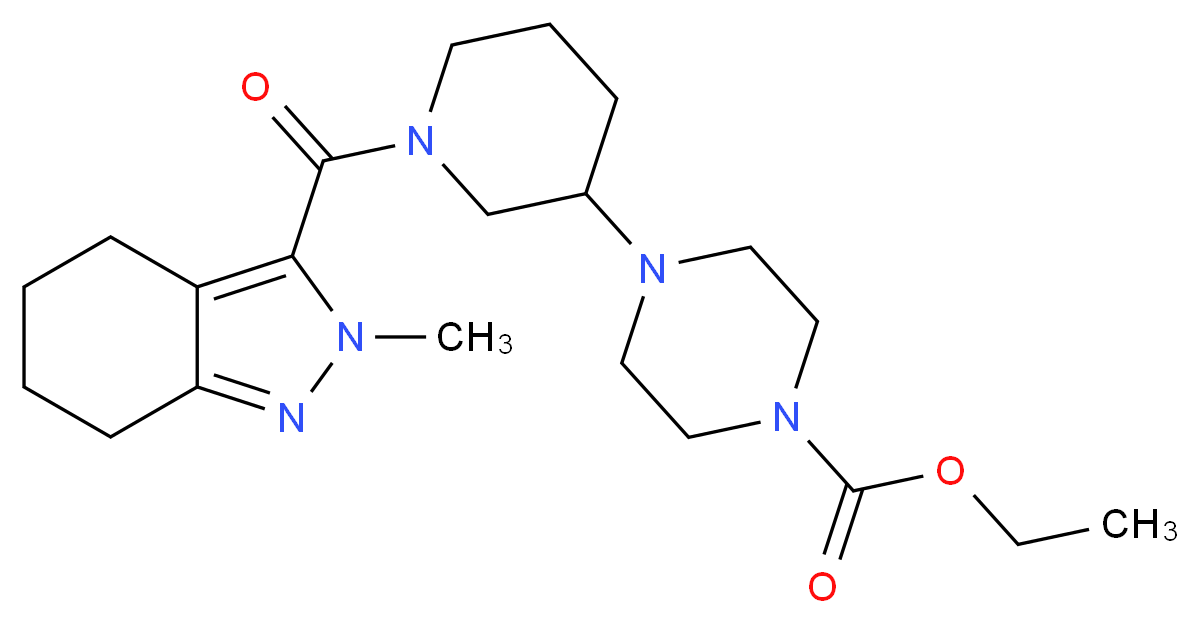 ethyl 4-{1-[(2-methyl-4,5,6,7-tetrahydro-2H-indazol-3-yl)carbonyl]-3-piperidinyl}-1-piperazinecarboxylate_Molecular_structure_CAS_)