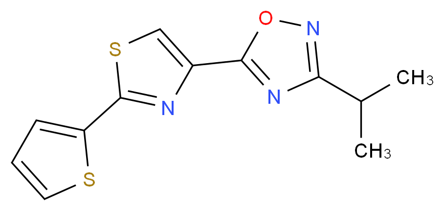 3-isopropyl-5-[2-(2-thienyl)-1,3-thiazol-4-yl]-1,2,4-oxadiazole_Molecular_structure_CAS_)