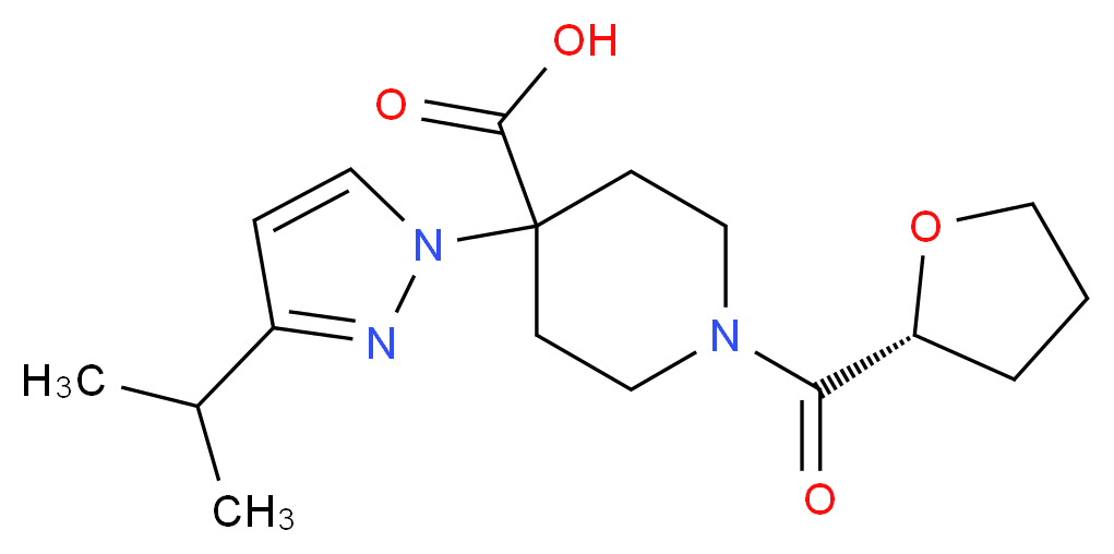 4-(3-isopropyl-1H-pyrazol-1-yl)-1-[(2R)-tetrahydrofuran-2-ylcarbonyl]piperidine-4-carboxylic acid_Molecular_structure_CAS_)