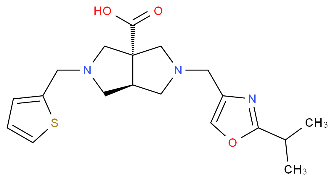 (3aS*,6aS*)-2-[(2-isopropyl-1,3-oxazol-4-yl)methyl]-5-(2-thienylmethyl)hexahydropyrrolo[3,4-c]pyrrole-3a(1H)-carboxylic acid_Molecular_structure_CAS_)