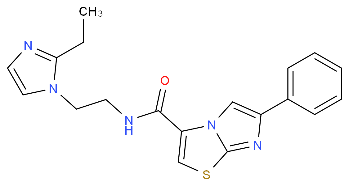N-[2-(2-ethyl-1H-imidazol-1-yl)ethyl]-6-phenylimidazo[2,1-b][1,3]thiazole-3-carboxamide_Molecular_structure_CAS_)