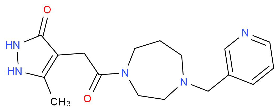 5-methyl-4-{2-oxo-2-[4-(pyridin-3-ylmethyl)-1,4-diazepan-1-yl]ethyl}-1,2-dihydro-3H-pyrazol-3-one_Molecular_structure_CAS_)