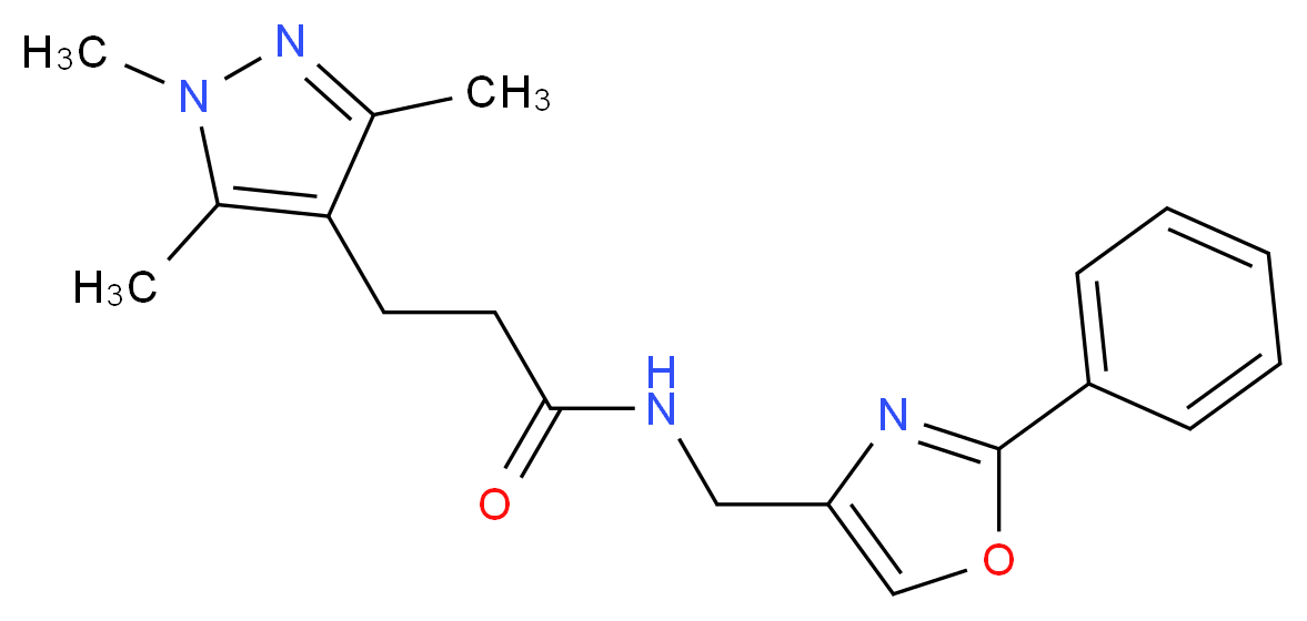N-[(2-phenyl-1,3-oxazol-4-yl)methyl]-3-(1,3,5-trimethyl-1H-pyrazol-4-yl)propanamide_Molecular_structure_CAS_)