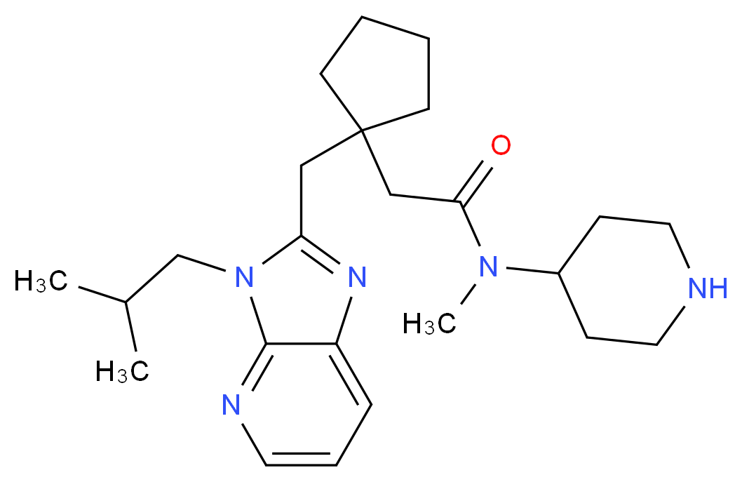 2-{1-[(3-isobutyl-3H-imidazo[4,5-b]pyridin-2-yl)methyl]cyclopentyl}-N-methyl-N-piperidin-4-ylacetamide_Molecular_structure_CAS_)