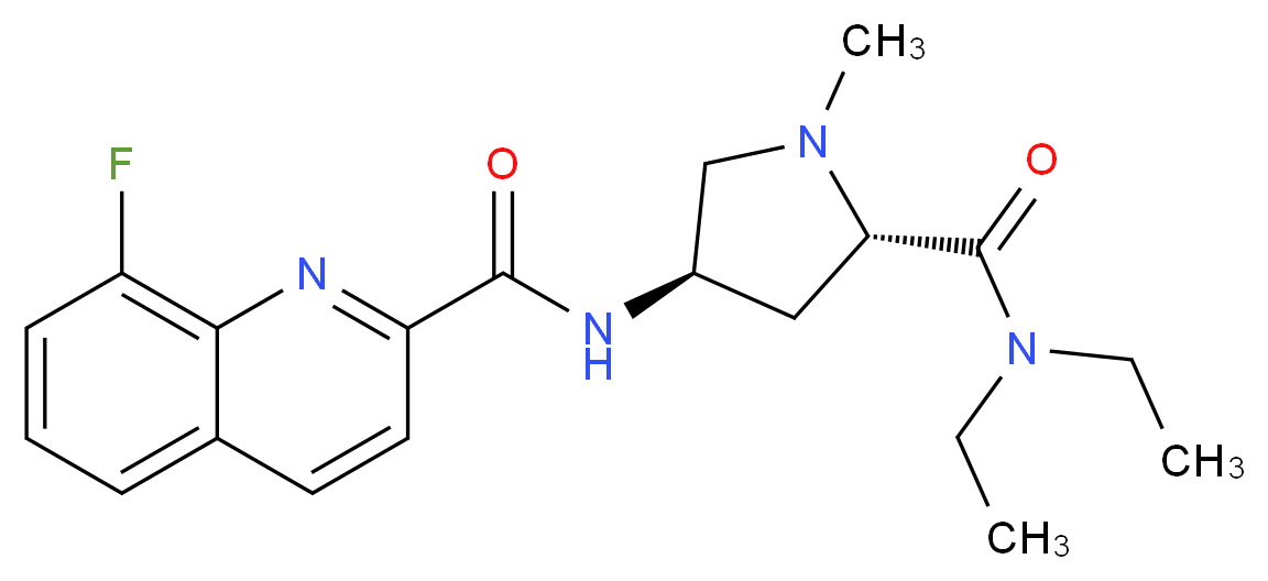 N-{(3R,5S)-5-[(diethylamino)carbonyl]-1-methylpyrrolidin-3-yl}-8-fluoroquinoline-2-carboxamide (non-preferred name)_Molecular_structure_CAS_)