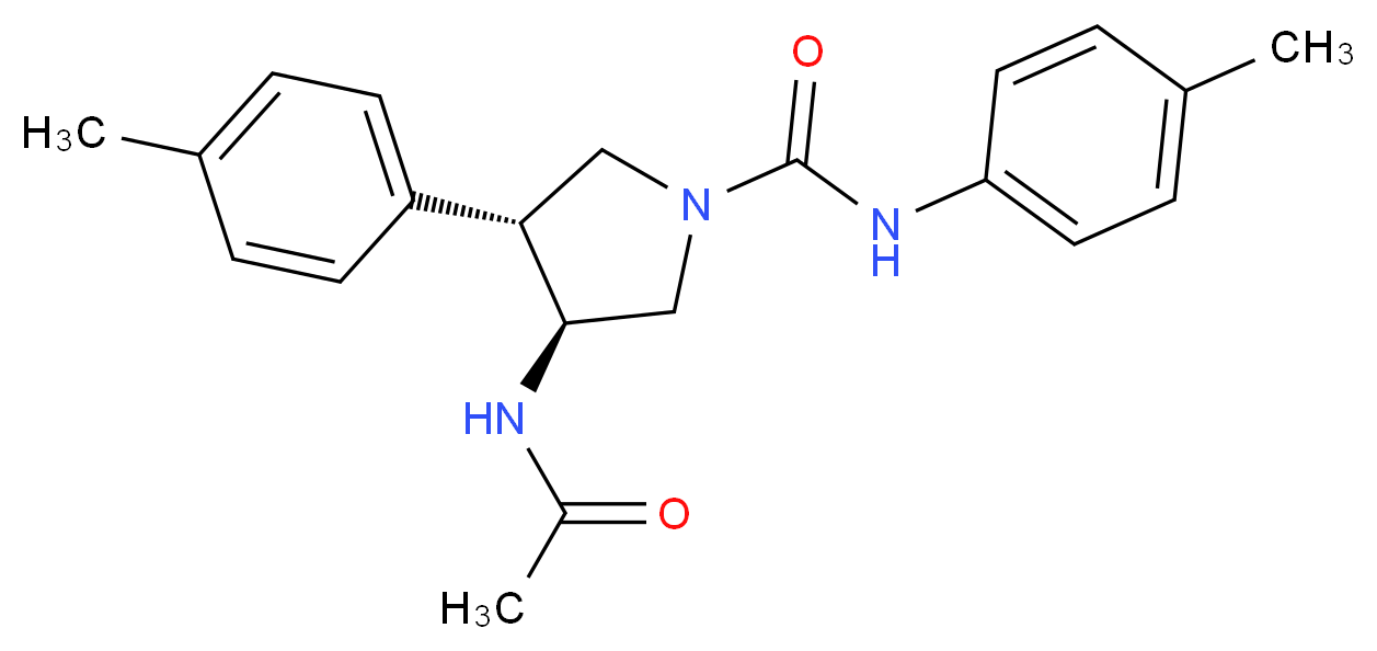 (3S*,4R*)-3-(acetylamino)-N,4-bis(4-methylphenyl)-1-pyrrolidinecarboxamide_Molecular_structure_CAS_)