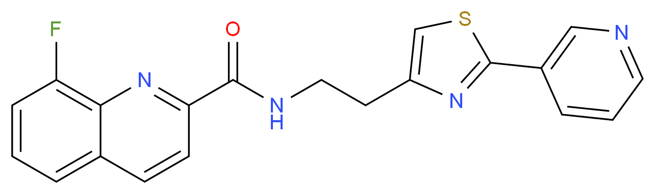 8-fluoro-N-{2-[2-(3-pyridinyl)-1,3-thiazol-4-yl]ethyl}-2-quinolinecarboxamide_Molecular_structure_CAS_)