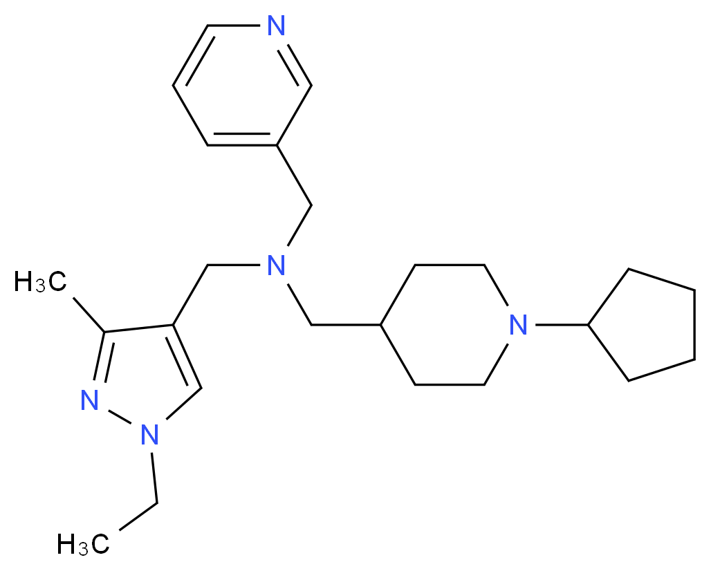 1-(1-cyclopentyl-4-piperidinyl)-N-[(1-ethyl-3-methyl-1H-pyrazol-4-yl)methyl]-N-(3-pyridinylmethyl)methanamine_Molecular_structure_CAS_)