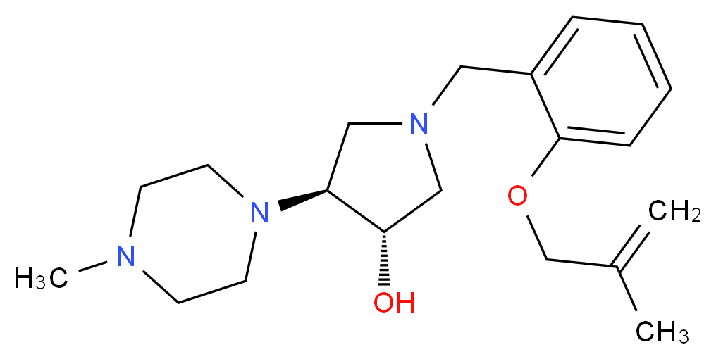 (3S*,4S*)-4-(4-methylpiperazin-1-yl)-1-{2-[(2-methylprop-2-en-1-yl)oxy]benzyl}pyrrolidin-3-ol_Molecular_structure_CAS_)