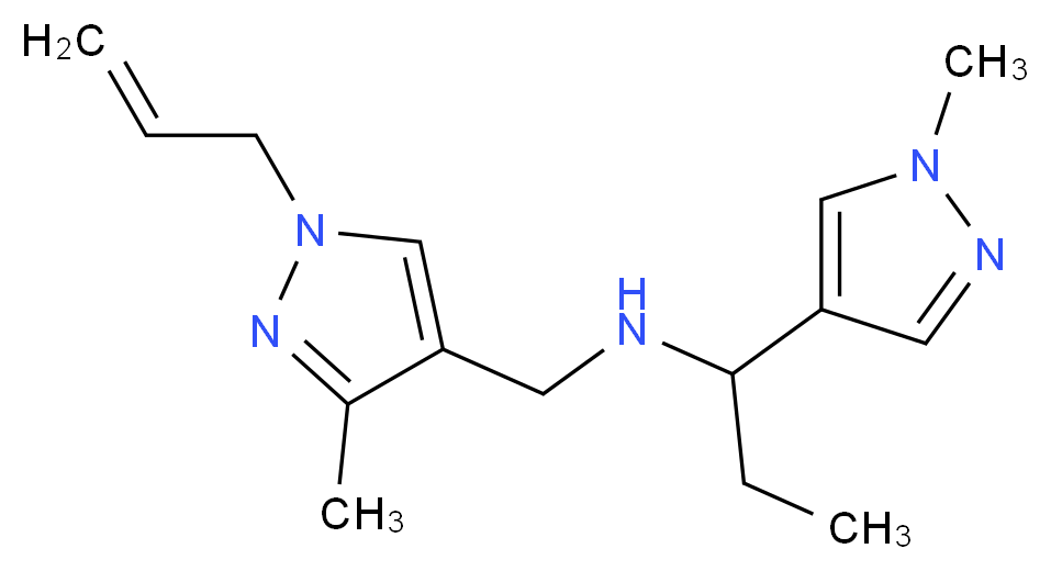 N-[(1-allyl-3-methyl-1H-pyrazol-4-yl)methyl]-1-(1-methyl-1H-pyrazol-4-yl)propan-1-amine_Molecular_structure_CAS_)