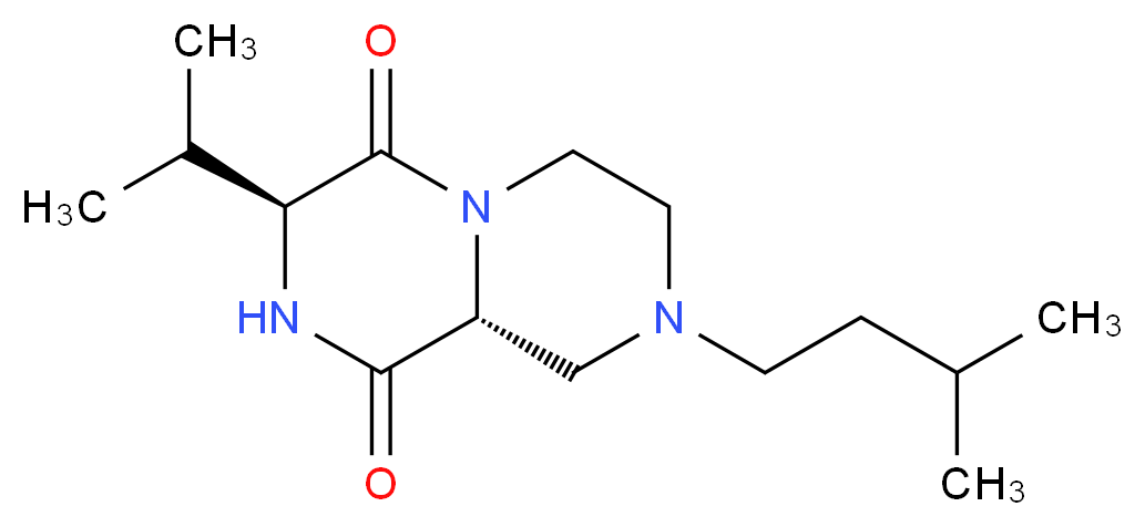 (3S,9aR)-3-isopropyl-8-(3-methylbutyl)tetrahydro-2H-pyrazino[1,2-a]pyrazine-1,4(3H,6H)-dione_Molecular_structure_CAS_)