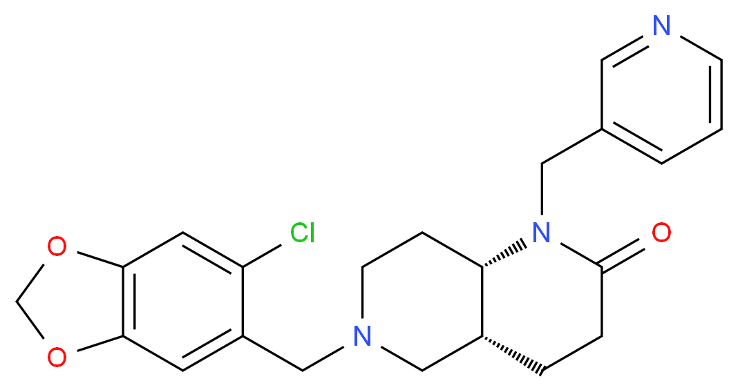 (4aR*,8aS*)-6-[(6-chloro-1,3-benzodioxol-5-yl)methyl]-1-(3-pyridinylmethyl)octahydro-1,6-naphthyridin-2(1H)-one_Molecular_structure_CAS_)