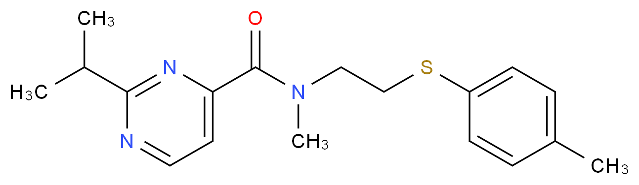 2-isopropyl-N-methyl-N-{2-[(4-methylphenyl)thio]ethyl}pyrimidine-4-carboxamide_Molecular_structure_CAS_)