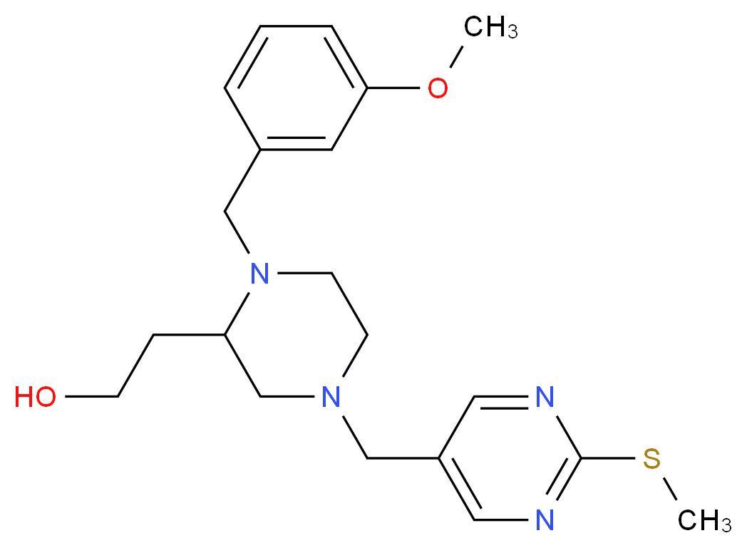 2-(1-(3-methoxybenzyl)-4-{[2-(methylthio)-5-pyrimidinyl]methyl}-2-piperazinyl)ethanol_Molecular_structure_CAS_)