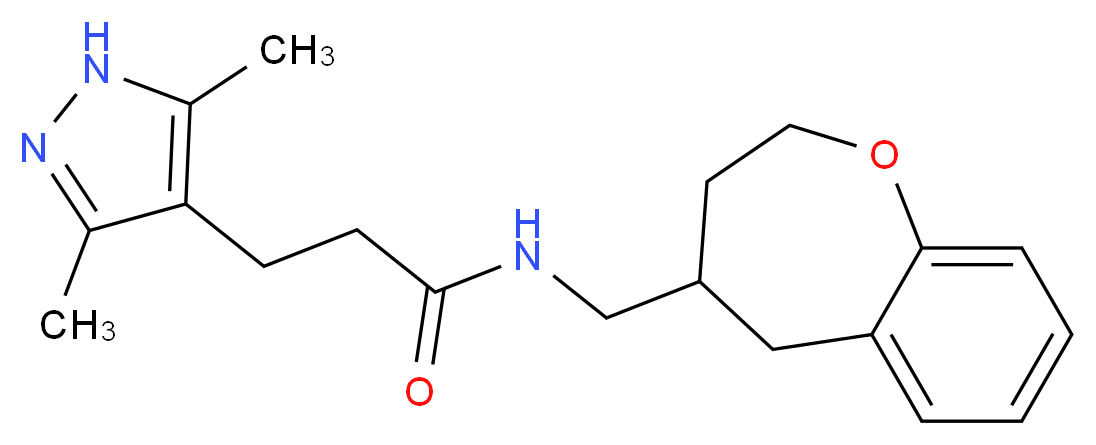 3-(3,5-dimethyl-1H-pyrazol-4-yl)-N-(2,3,4,5-tetrahydro-1-benzoxepin-4-ylmethyl)propanamide_Molecular_structure_CAS_)