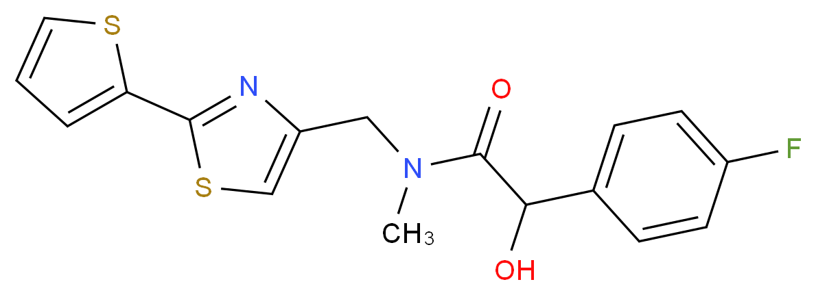 2-(4-fluorophenyl)-2-hydroxy-N-methyl-N-{[2-(2-thienyl)-1,3-thiazol-4-yl]methyl}acetamide_Molecular_structure_CAS_)