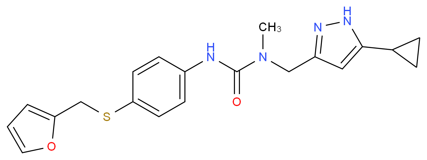 N-[(5-cyclopropyl-1H-pyrazol-3-yl)methyl]-N'-{4-[(2-furylmethyl)thio]phenyl}-N-methylurea_Molecular_structure_CAS_)