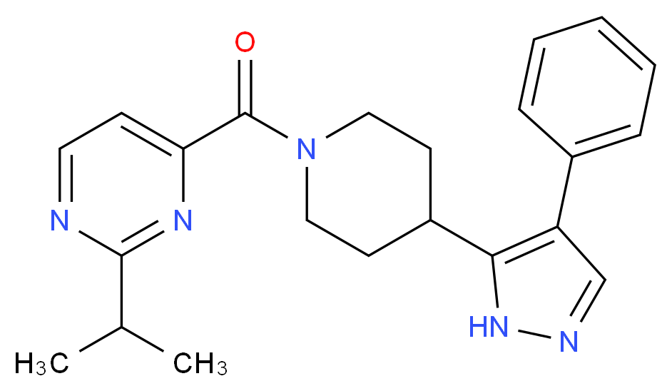 2-isopropyl-4-{[4-(4-phenyl-1H-pyrazol-5-yl)piperidin-1-yl]carbonyl}pyrimidine_Molecular_structure_CAS_)